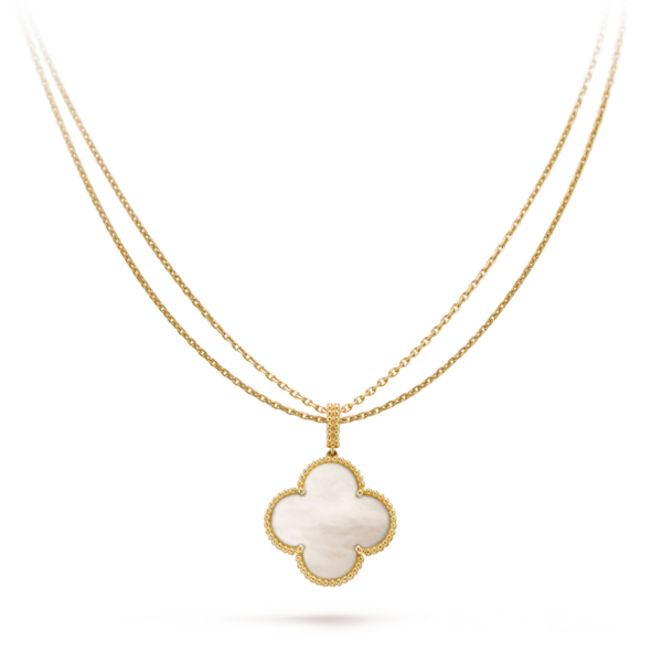 Toxse Clover Pink Mop Gold Necklace
