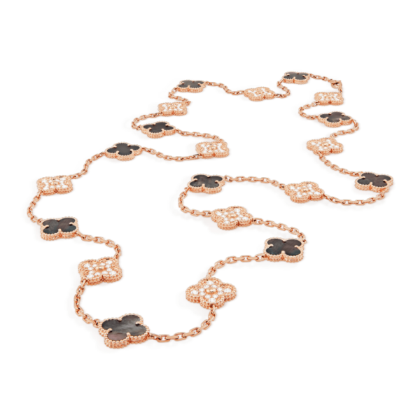 Toxse Clover 20 Motifs Dark Mop Diamond Gold Necklace - Image 3