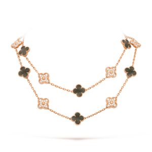 Toxse Clover 20 Motifs Dark Mop Diamond Gold Necklace