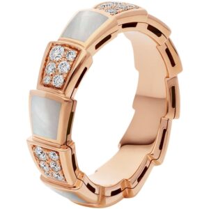 Toxse Serpenti Ring Pink Gold Mop Diamond Paved 4Mm