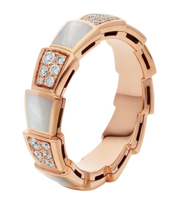 Toxse Serpenti Ring Pink Gold Mop Diamond Paved 4Mm