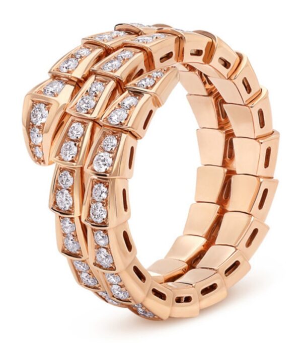 Toxse Serpenti Ring Pink Gold Diamond Double Row
