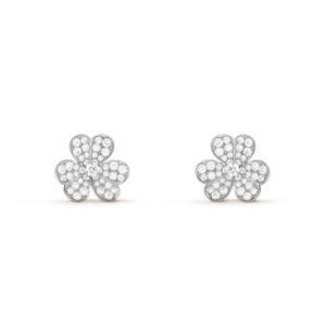 Toxse Clover Comos Silver Diamond Earrings