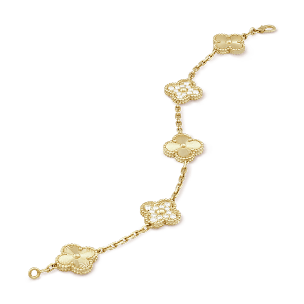 Toxse Vintage Alhambra Five Motifs Diamonds Clover Bracelet - Image 2