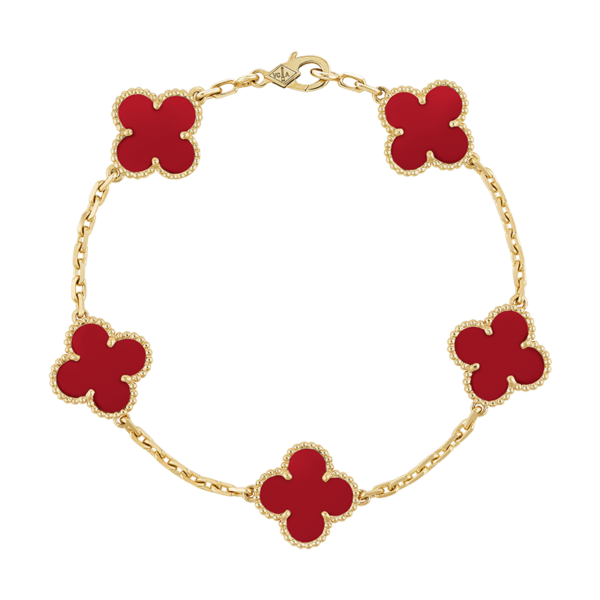 Toxse Vintage Alhambra Five Motifs Carnelian Bracelet