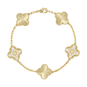 Toxse Vintage Alhambra Five Motifs Diamonds Clover Bracelet
