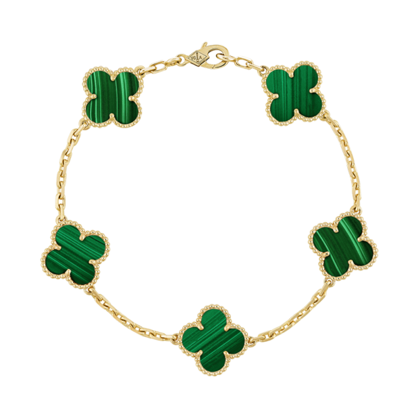 Toxse Vintage Alhambra Five Motifs Malachite Clover Bracelet