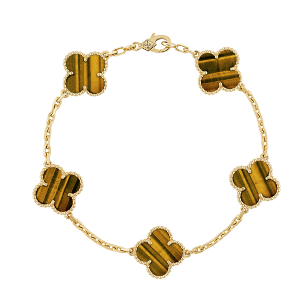 Toxse Vintage Alhambra Five Motifs Tiger Eye Bracelet
