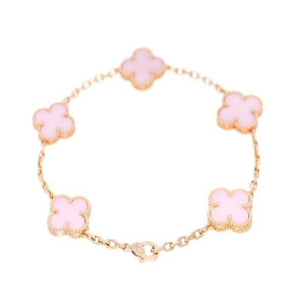 Toxse Vintage Alhambra Five Motifs Pink Opal Bracelet