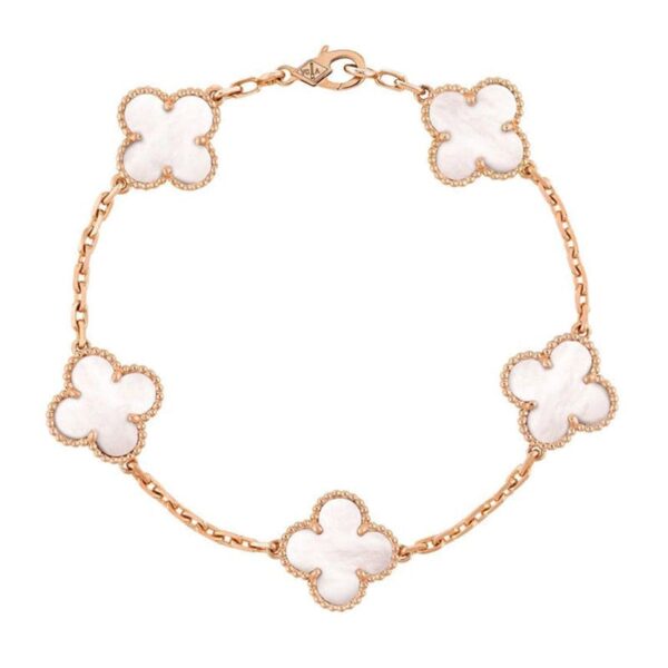 Toxse Vintage Alhambra Five Motifs Mother of Pearl Bracelet - Image 3