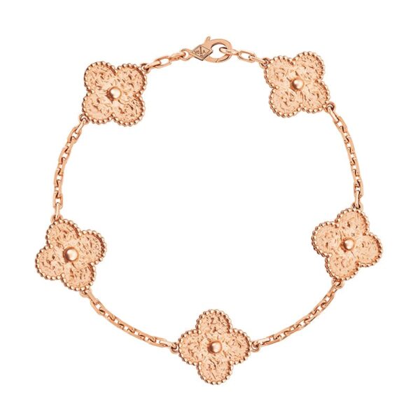 Toxse Rose Gold Five Motifs Clover Bracelet