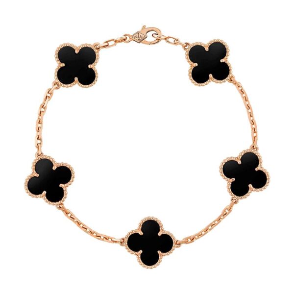Toxse Vintage Alhambra Five Motifs Clover Onyx Bracelet