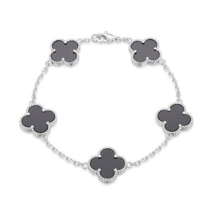 Toxse Vintage White Gold Alhambra Five Motifs Clover Bracelet