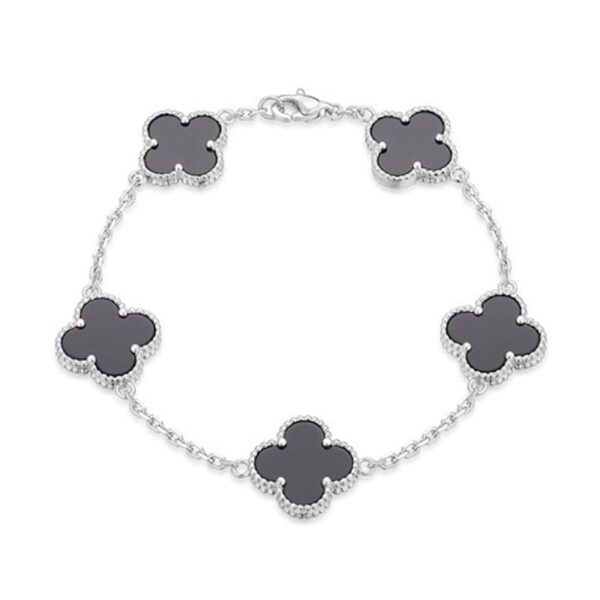 Toxse Vintage White Gold Alhambra Five Motifs Clover Bracelet