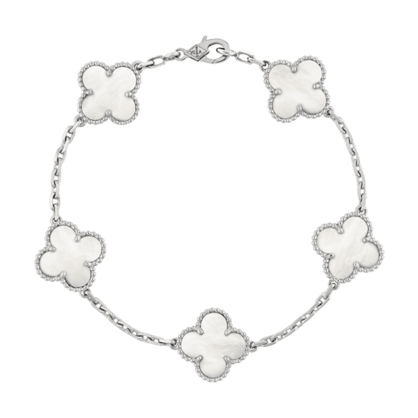 Toxse Vintage Alhambra Five Motifs Mother of Pearl Bracelet - Image 4
