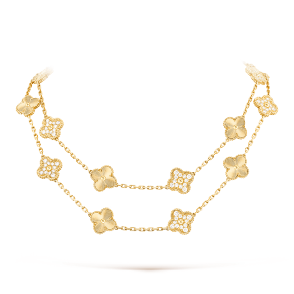 Toxse Clover 20 Motifs Diamond Gold Necklace
