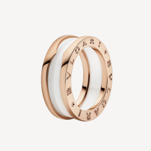 Toxse Zero 1 Two-Band Loops And White Ceramic Spiral Pink Gold Ring