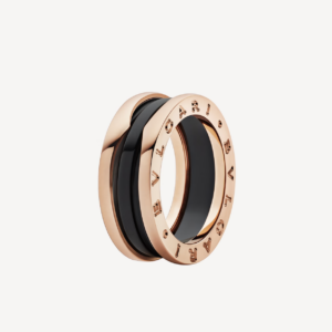 Toxse Zero 1 Two-Band Loops And Black Ceramic Pink Gold Ring