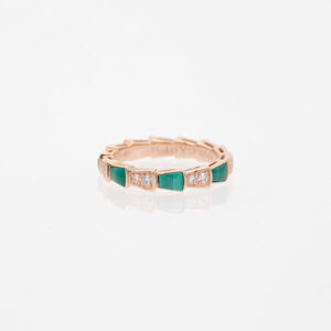 Toxse Serpenti Ring Pink Gold Malachite Diamond 3Mm