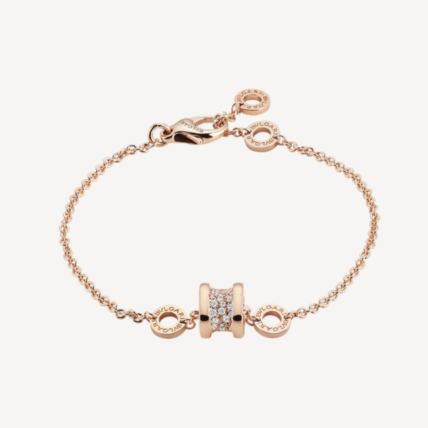 Toxse Zero 1 Soft Pink Gold With Paved Diamonds On The Spiral Bracelet