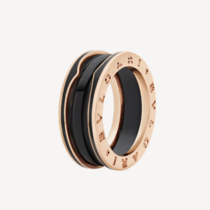 Toxse Zero 1 Two-Band With Matte Black Ceramic Pink Gold Ring