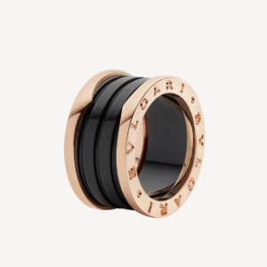 Toxse Zero 1 Four-Band Loops And Black Ceramic Spiral Pink Gold Ring