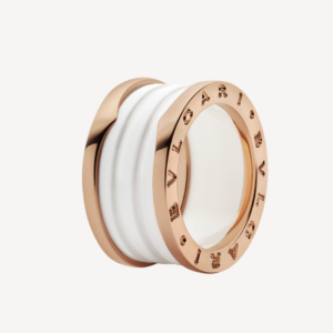 Toxse Zero 1 Four-Band Loops And White Ceramic Spiral Pink Gold Ring