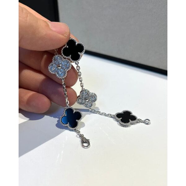 Toxse Vintage Alhambra Five Motifs Black Diamonds Clover Bracelet - Image 4