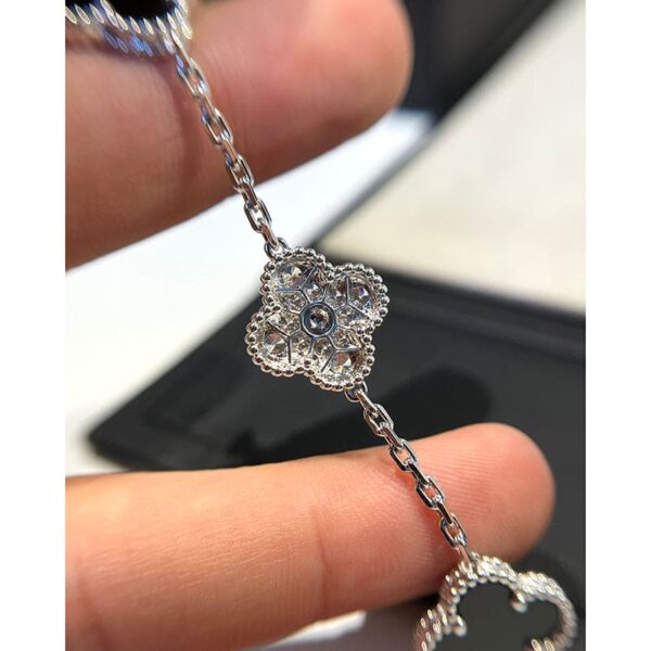 Toxse Vintage Alhambra Five Motifs Black Diamonds Clover Bracelet - Image 8