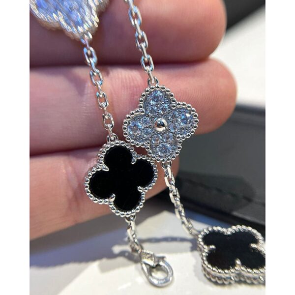 Toxse Vintage Alhambra Five Motifs Black Diamonds Clover Bracelet - Image 5