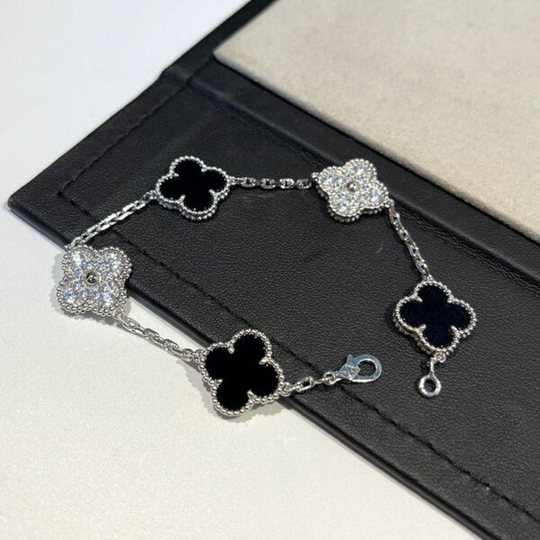 Toxse Vintage Alhambra Five Motifs Black Diamonds Clover Bracelet - Image 2