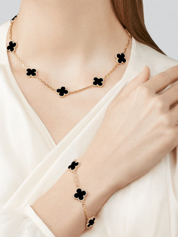 Toxse Clover Black Mop Pink Gold Bracelet 5 Motifs - Image 2