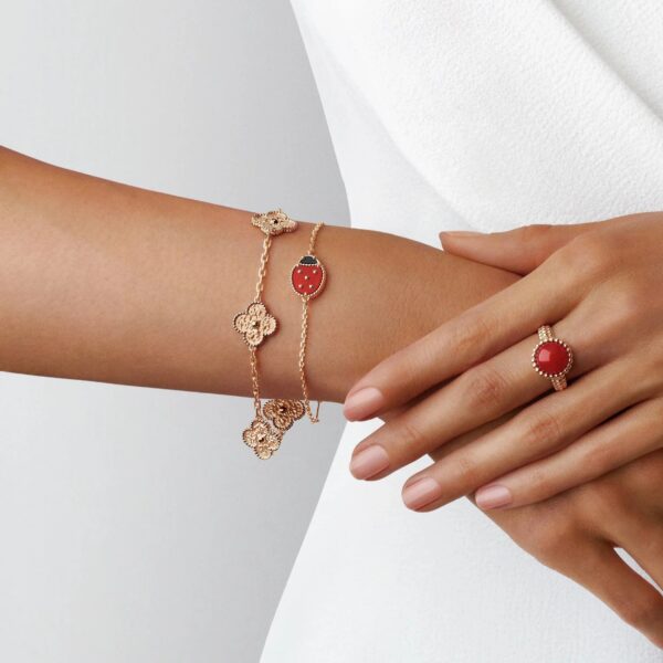 Toxse Lucky Spring Closed Wings Bug Pink Gold Bracelet - Image 15