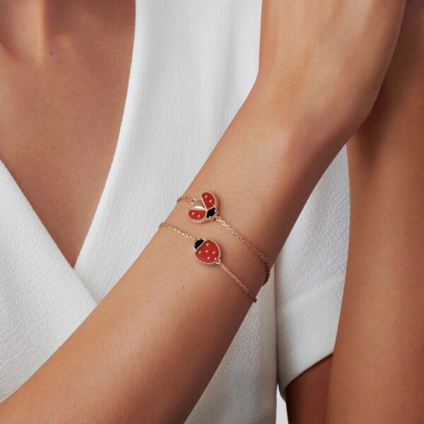 Toxse Lucky Spring Closed Wings Bug Pink Gold Bracelet - Image 16