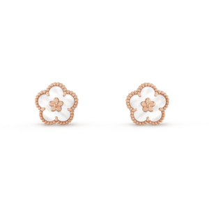 Toxse Lucky Spring White Blossom Pink Gold Earrings