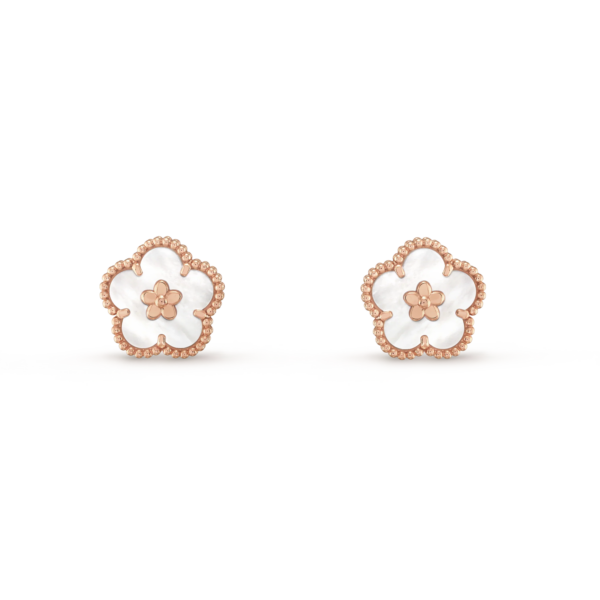 Toxse Lucky Spring White Blossom Pink Gold Earrings