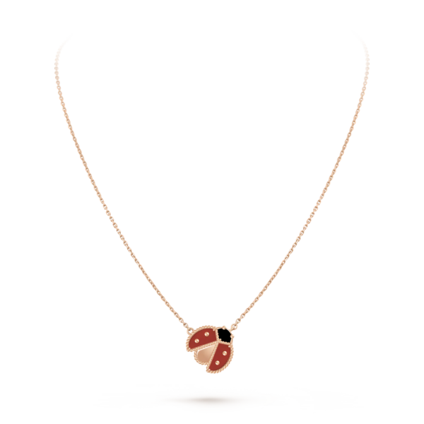 Toxse Lucky Spring Open Wings Bug Pink Gold Pendant - Image 4