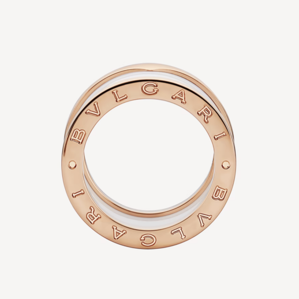 Toxse Zero 1 Four-Band Loops And White Ceramic Spiral Pink Gold Ring - Image 2