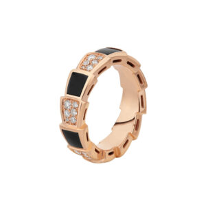 Toxse Serpenti Ring Pink Gold Black Mop Diamond Paved 4Mm