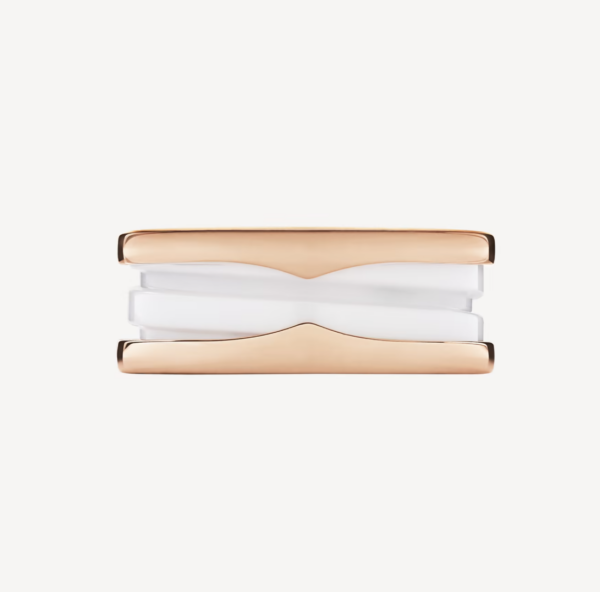 Toxse Zero 1 Two-Band Loops And White Ceramic Spiral Pink Gold Ring - Image 3