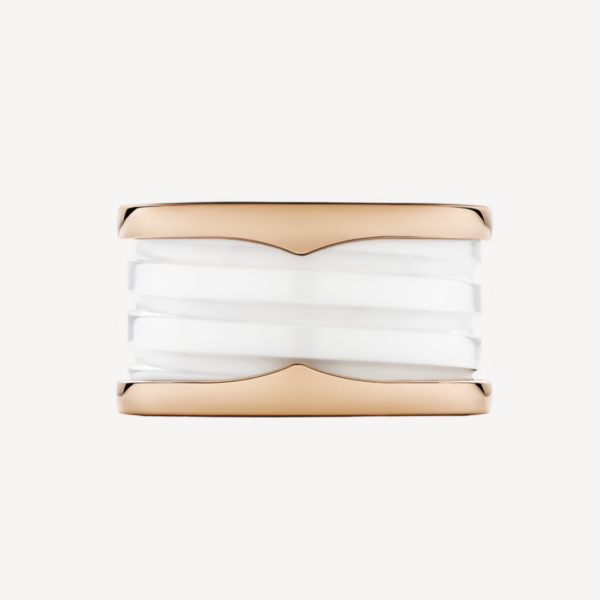 Toxse Zero 1 Four-Band Loops And White Ceramic Spiral Pink Gold Ring - Image 3