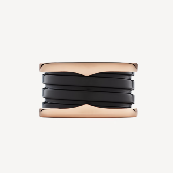 Toxse Zero 1 Four-Band Loops And Black Ceramic Spiral Pink Gold Ring - Image 3