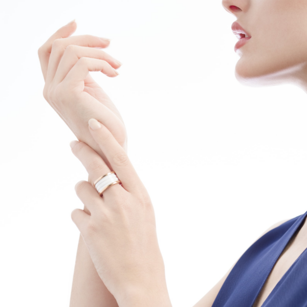 Toxse Zero 1 Four-Band Loops And White Ceramic Spiral Pink Gold Ring - Image 4