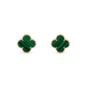 Toxse Clover Mini Malachite Gold Earrings