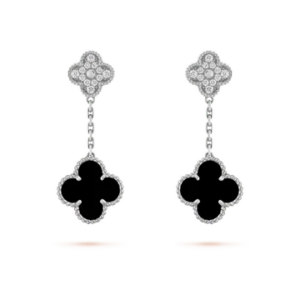 Toxse Clover Diamond And Onyx Earrings