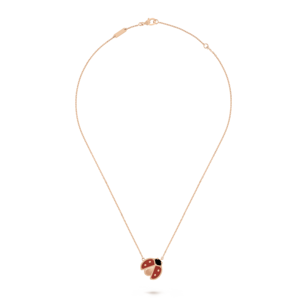 Toxse Lucky Spring Open Wings Bug Pink Gold Pendant - Image 3