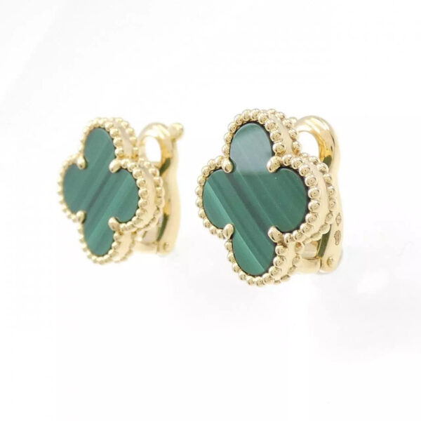 Toxse Vintage Alhambra Malachite Earrings - Image 2