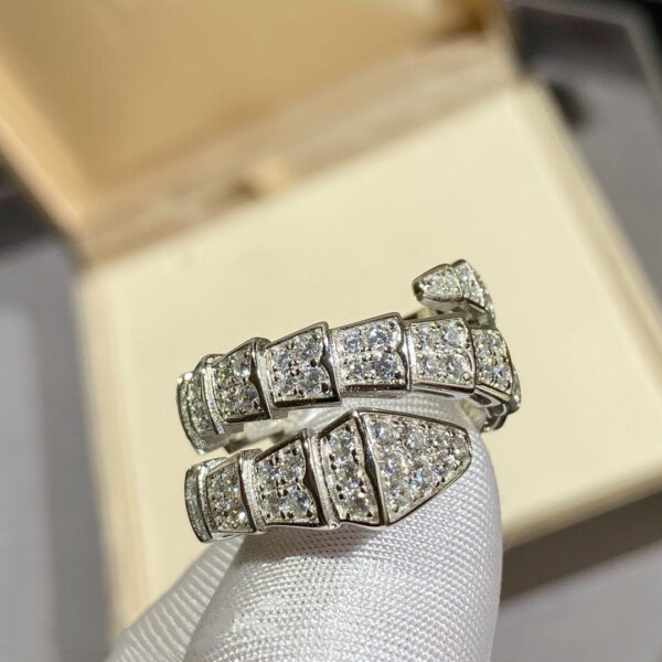 Toxse Serpenti Double Ring Silver Diamond Paved - Image 9