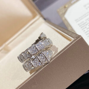 Toxse Serpenti Double Ring Silver Diamond Paved