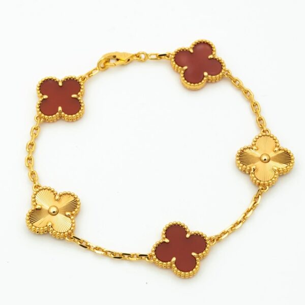 Toxse Clover Bracelet 5 Motifs Carnelian Gold